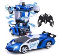 Jouet robotique - Transformers - Voiture tlcommande 2-en-1 - Bleu et Blanc - Rechargeable USB - 6 ans et plu VEHICULE RADIOCOMMANDE