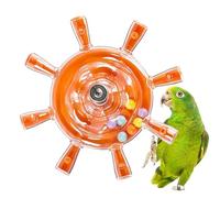 Jouet rotatif pour oiseaux, roue d'exercice à mâcher pour perruches, toupie de 3,78 x 3,78 x 1,57 pouces avec construction en acier, accessoire d'activité en cage, jouet hochet avec design interactif,
