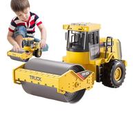 Jouet rouleau de route moulé sous pression - Mini véhicule de 14 x 8 x 8 cm, modèle de construction ABS, corps détaillé de qualité avec balise rotative | Machine à raboter d'ingénierie pour