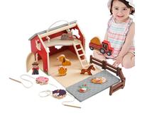 Jouet Rustique Stable - Cottage En Bois De 19,1 Cm, Figurines De Jeu, Blocs De Construction | Développement Précoce Compétence Logique Interaction Parent-enfant Scène De Jeu De Rôle Bébé Douche Fête F
