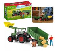 Jouet - SCHLEICH - Tracteur avec remorque - Figurine de fermier - Chien - 3 ans et plus