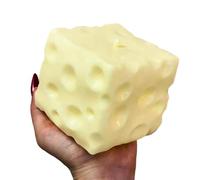 Jouet sensoriel à presser - Bloc de fromage jaune, cube anti-stress, composant de texture pliable, outil d'exercice apaisant pour les mains, catégorie bien-être mental, nourriture en mousse spongieuse