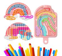 Jouet Sensoriel Autisme, 2PCS Fidget TDAH Toys en Silicone, Jeux Anti Stress Enfant, Table Sensorielle avec Bac Montessorii, pour Soulager Le Stress, Double Face avec Sac Portable et 24 Cordes