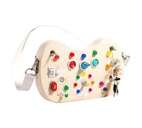 Jouet sensoriel en bois pour tout-petits - Tableau de commande LED avec sac à bandoulière, idéal pour développer la motricité fine.