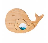 Jouet Sensoriel Puzzle En Bois Baleine Bleu TU