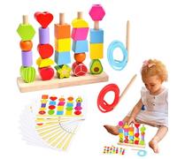 Jouet séquentiel pour perles en bois, ensemble de jouets séquentiels pour perles | Puzzle pédagogique en bois Jouet de reconnaissance des couleurs - Jouet éducatif pour l'apprentissage