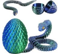 Jouet Serpent Imprimé en 3D, Œuf De Serpent De Pâques Animaux Imprimés en 3D, Objet De Décoration Magique Et Cadeau pour Pâques (Vert/Bleu)