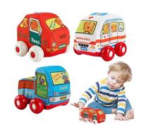 Jouet souple de voiture pour enfants, voiture à tâtons doux | Tissu de modèle de voiture pour enfants | Apprentissage précoce Trucks pour enfants, modèle de taxi de véhicule Ambulance Express pour les