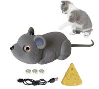 Jouet Souris en Peluche, Jouet de Rat Automatique avec Télécommande, Jouet Électronique Réaliste pour Chats, Imite les Proies Réelles, Souris Jouet Chat Interactif pour Chats, USB Rechargeable