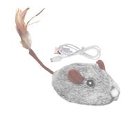 Jouet souris pour chat | Jouet électronique en peluche avec queue en plumes - Jouet pour chat mobile à détection intelligente, jouet électrique rechargeable par USB pour toutes les races de chats
