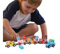 Jouet Train en Bois - Ensemble de Jeu Magnétique Éducatif,Voitures Jouets - pour l'École Maternelle, la Maison, la Salle de Classe, la Garderie en Intérieur, Les Garçons et Les Filles de 3 Ans