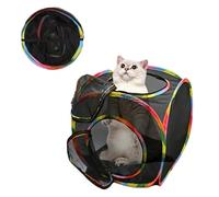 Jouet Tunnel d’Extérieur en Maille Respirante pour Chat Cube d’enclos Pliable avec Trous Interatif Maison de Jeu Interactive pour Chaton Lapin Chiot Jeu à Ouverture pour Jardin Appartement Parc