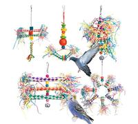 Jouets à Déchiqueter pour Perroquets,Jouet d'escalade pour calopsitte 5 pièces | Accessoire d'apprentissage pour Perroquets, Articles de Grimper pour Inséparables, Aras et Conures