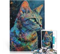 Jouets à Faire soi-même Chat psychédélique Puzzles 1000 pièces pour Adolescents 50x75cm pour la décoration intérieure pour Les Personnes de 14 Ans et Plus