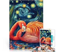 Jouets à Faire soi-même Ciel Nocturne de Flamants Roses Puzzle 1000 pièces pour Adolescents 50x75cm Convient aux Couples Convient aux 14 Ans et Plus