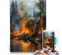 Jouets à Faire soi-même Squelette près du feu Puzzle 1000 pièces pour Adolescents 38x52cm pour la décoration intérieure à partir de 14 Ans