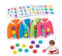 Jouets à Lacets en Bois - Cartes à Coudre pour pour Apprendre Les compétences de Base de la Vie, Cartes à Lacer, Apprendre à Nouer des vêtements pour améliorer Les compétences Pratiques