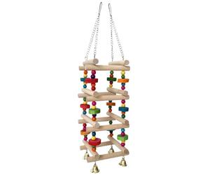 Jouets à mâcher en bois pour perroquets, support de cage à perruche, 37 x 10 x 10 cm, accessoires multifonctionnels sûrs pour pic, station de jeu enrichissante, design d'entraînement classique, pour