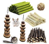 Jouets à mâcher Lapin, Bâtons Molaire à Mâcher Hamster, bâtons de Foin de Timothy en Bois de Pomme Naturel collations en Bambou sucré pour cochons d'Inde, Chinchillas