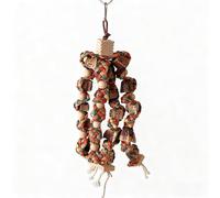 Jouets à mâcher naturels pour perroquets de Taille Moyenne et Grande, Perles en Bois à Suspendre pour aras,perroquets Gris d'Afrique et amazones, Jouet pour Cage à Oiseaux en quête de Nourriture.(A)