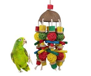 Jouets À Mâcher Perroquets - Accessoires Colorés Anti-Morsure, Divertissement Durable pour Gris D’Afrique, Stimulation Bec Naturelle, Matériaux Solides | Jeu Suspendu Résistant pour Aras, Volière