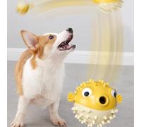 Jouets à mâcher pour chiens agressifs, balle rebondissante en forme de poisson avec son couineur, jouet de nettoyage des dents pour grands et petits chiens (vert)