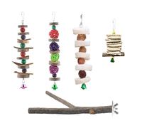 Jouets À Mâcher pour Oiseaux | Accessoires de Cage à Mâcher en Bois,5 Pièces Jouets Naturels À Ronger Et Supports De Perche,pour Les Pinsons Les Inséparables Les Gris D'Afrique Les Calopsittes Les