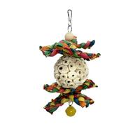 Jouets à mâcher pour oiseaux - Déchiqueteuse de recherche de nourriture en bois naturel | avec clochette pour perruche, pour poncer le bec, soulager l'ennui, les petits et moyens accessoires de cage