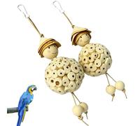 Jouets à mâcher pour oiseaux - Ensemble de stimulation par picage, accessoire de jeu d'enrichissement de cage de 2 pièces, ornement à suspendre pour grignotage de pinson d'inséparable, kit de compagno
