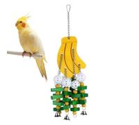 Jouets à mâcher pour oiseaux - Jeu à mordiller en forme de banane | Jouets d'enrichissement en bois avec boules et perles | Soin du bec, anti-stress, anti-ennui, décoration de cage, perruches, conures