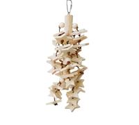 Jouets à mâcher pour perroquet - 31 x 10 cm en bois naturel à suspendre - Jouet à mâcher en forme d'étoile à cinq branches - Jouet décoratif relaxant avec crochet en métal pour calopsitte, ara
