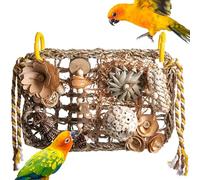 Jouets à mastication des oiseaux, jouet de chuchard de recherche de nourriture, jouet de déchiqueteur de la cage Parrot, maillez naturel et détruire les jouets d'oiseaux avec des boules de fruits et