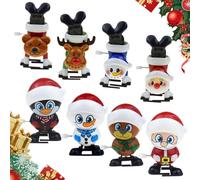 Jouets à Remonter De Noël 2024 - Père Noël, Pingouin, Bonhomme De Neige, Élan - Course Et Saut - Cadeau Pour Bébé Et Enfant (E-8PCS)