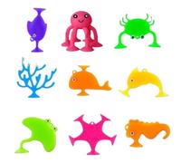 Jouets à ventouse, 9 pièces, jouets à ventouse, bain en plastique souple, animal océanique, jouet de baignoire sans trou, jouet de construction fenêtre sensorielle, cadeaux pour enfants en bas âge