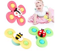 Jouets à Ventouse, Jouets de Bain Bébé,3 Pcs Spinner Jouets Sensoriels Éducatifs,Jouets de Bain Baignoire ,Jouets De Douche,Abeille Papillon Coccinelle Cadeaux d'anniversaire pr Garçons Et Filles