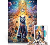 Jouets addictifs pour Le défi de l'intelligence cérébrale Chat psychédélique Puzzles 1000 pièces pour Adultes 50x75cm Décoration Parfaite pour Les 14 Ans et Plus