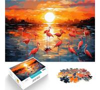 Jouets addictifs pour Le défi de l'intelligence cérébrale Coucher de Soleil sur Les Flamants Roses Puzzle 1000 pièces pour Adultes 50x75cm Idées Cadeaux Convient aux 14 Ans et Plus