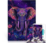 Jouets addictifs pour Le défi de l'intelligence cérébrale Éléphant psychédélique Puzzle 1000 pièces pour Adultes 50x75cm Œuvre d'art pour Les 14 Ans et Plus
