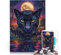 Jouets addictifs pour Le défi de l'intelligence cérébrale Peinture Couleur panthère Noire Puzzles pour Adultes de 1000 pièces 38x52cm Idées Cadeaux pour Les 14 Ans et Plus