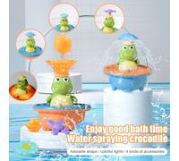 Jouets Adorables En Forme De Crocodile, Jeu De Pulvérisation D'eau Électrique Avec Lumières Réglables, Mode De Jeu, Joyeux Jouet De Bain Adapté Pour