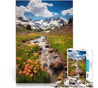 Jouets Anti-Stress Affiche des Montagnes printanières Puzzle 1000 pièces pour Adolescents 26x38cm Cadeau pour Les Anniversaires pour Les Personnes de 14 Ans et Plus