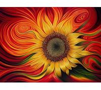 Jouets Anti-Stress pour Adultes - Abstract Sunflowerss Painting - Art Puzzle - Jeu De Mémoires pour The Elderly - Home Decor - 1000 Pièces Puzzle - Sk362Zp