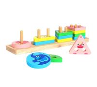 Jouets assortis formes, jouets empilables pour le tri en bois, Sélectionneur de formes empileur avec reconnaissance des couleurs, Blocs avec motifs animaux, jeu d'activité pour le svi