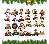 Jouets avec calendrier pour compte à rebours de Noël - 24 jouets ornementaux pour camions en acrylique 2D, 10,63 x 7,28 x 1,38 pouces | compte à rebours pour le calendrier de l'avènement,