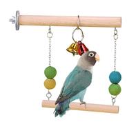 Jouets balançoires pour oiseaux, perchoir drôle en bois naturel avec clochette, support de dressage, support d'exercice naturel, balançoire pour perruche, calopsitte