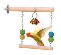 Jouets balançoires pour oiseaux - Perchoir en bois naturel avec clochette | Support d'entraînement pour conures, perruches