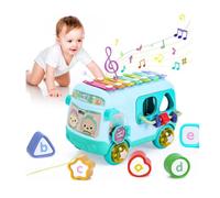 Jouets cadeaux pour garçons de 1 an, jouet pour bébé garçon de 12 à 18 mois, bus sensoriel musical avec xylophone, jouet à tirer