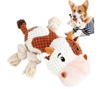 Jouets couineurs pour chiens | Jouets de dentition doux à mâcher | Jouets interactifs pour chien en peluche vache pour chiens de petite et moyenne taille
