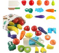 Jouets Cuisine Enfant En Bois,Couper Jouet Fruit Et Legumes Enfants Ensembles De Jouets,Enfants Cuisine Jouet Aliments Accessoires,2 Ans Cadeau Anniversaire Pâques Halloween Noël