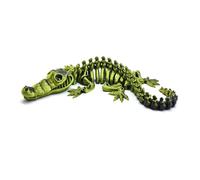 Jouets d’Imprimante 3D Animal Imprimé en 3D Squelette de Crocodile pour Soulagement du Stress Bureau à Domicile Décoration de Décompression Jouets de Bureau-Black Gold||34cm/13.4in